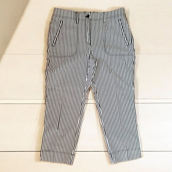 Chico Pants Cropped Women's‎ Size 6 (Chico 0.5) Black White Striped Lightweight - Picture 1 of 16